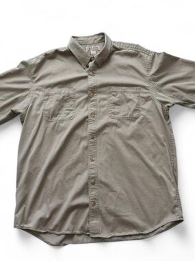 Duluth Trading Co Khaki Work Shirt XL Tall Heavyweight Cotton
